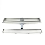 Linearer Duschabfluss mit Flieseneinsatz Rost