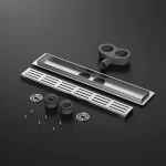 Double Siphon Linear Shower Drain With Rotatable Base