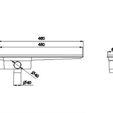 Dimension drawing of linear drain offset