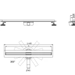 DimensionDrawing of slim shower linear drain