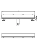 dimension drawing of linear wall drain for shower